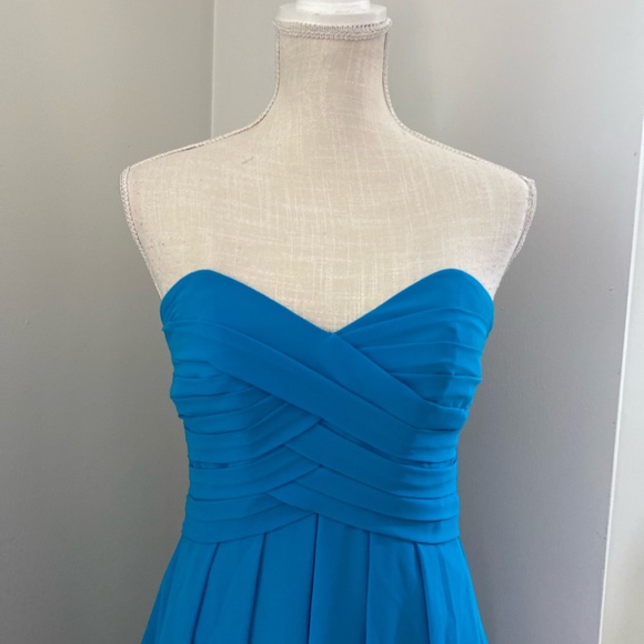 EUC Sorella Vita Lapis Blue Chiffon Strapless Mini - Picture 2 of 8